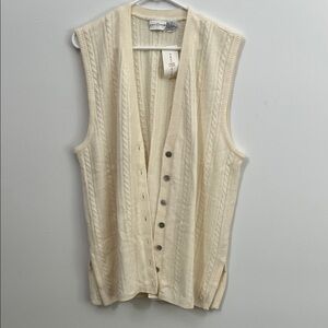Ivory Cable Knit Button-Up Vest